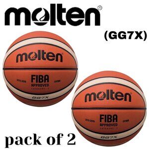 Molten Basketball GG7X Official Size 7 Premium PU Leather Outdoor Game Ball 2pak